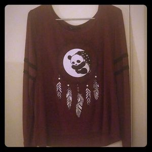 Maroon shirt w/ panda